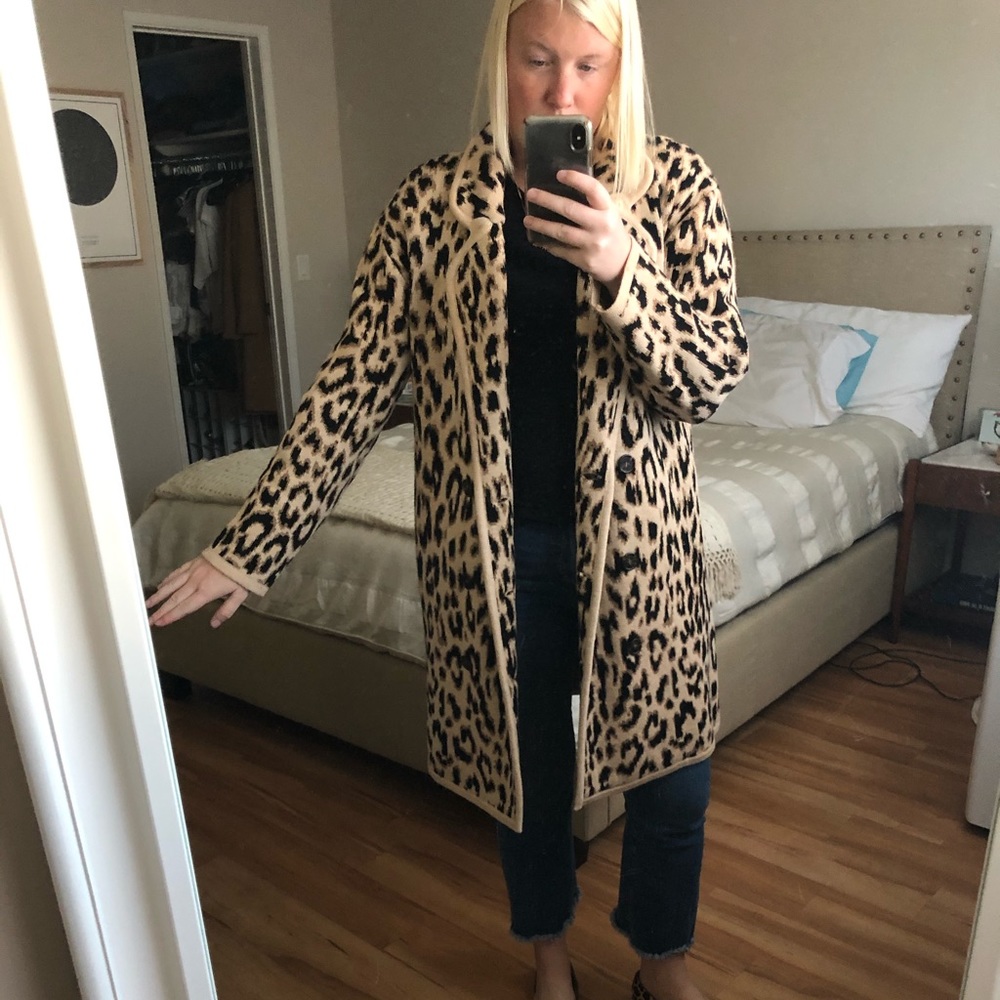 J. Crew Leopard Print Sweater Coat